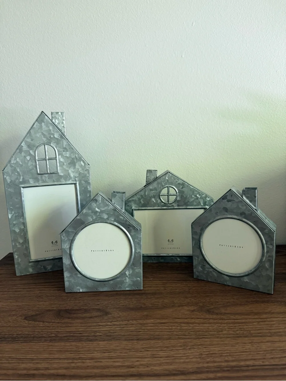 Pottery Barn Galvanized House Frames Set of 4 Holiday Farmhouse Cottage Decor